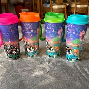 4 Disney Colorful Travel Cups Set Cups from the Disney Resort.